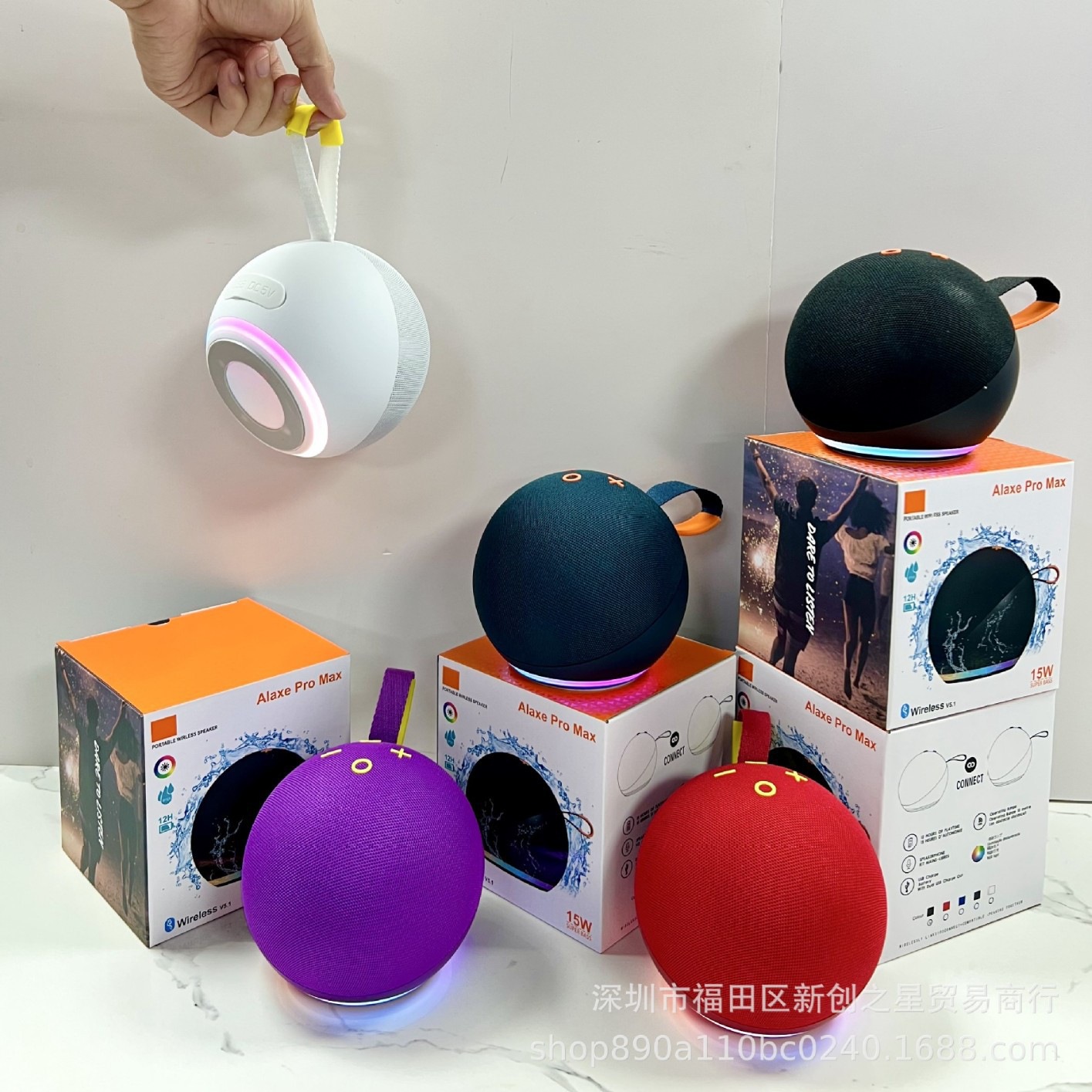 New Alaxe Pro Max Wireless Bluetooth Speaker Portable Round Desktop Subwoofer Audio Gift