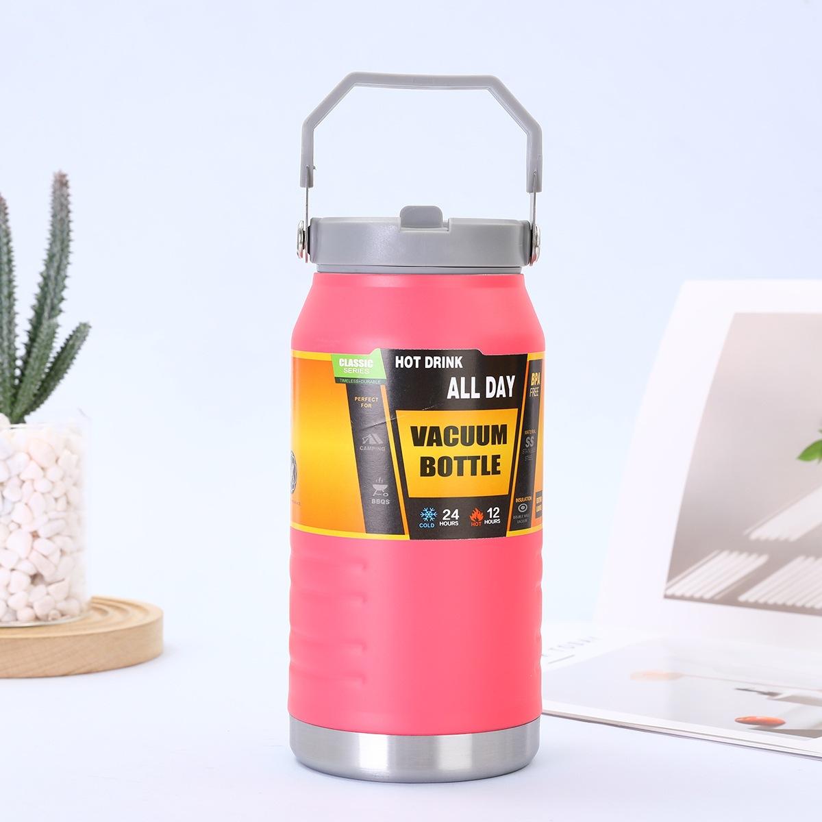 Nuevo transfronterizo 304 taza de aislamiento al vacío de acero inoxidable portátil taza de agua deportiva portátil para automóviles aislamiento frío gran cubículo de hielo sin