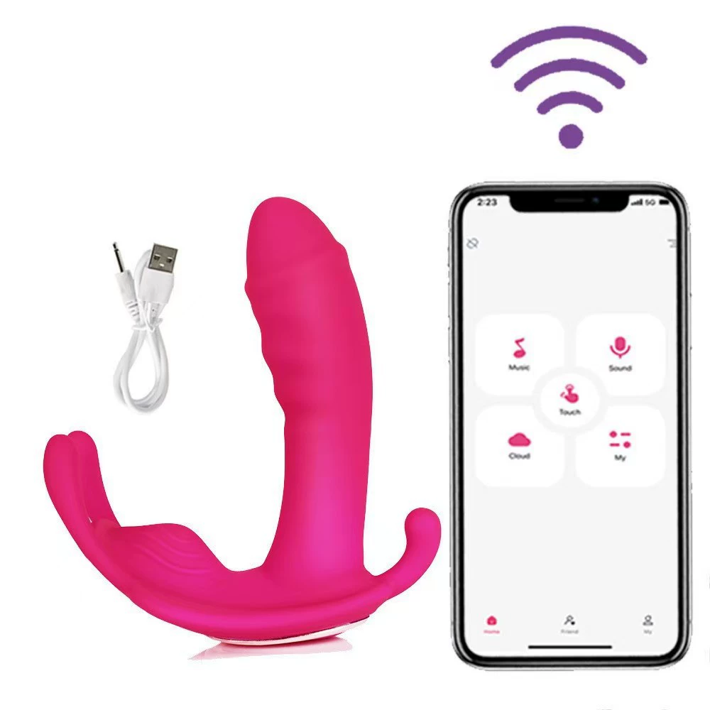 Foreign trade wearable women's butterfly vibrator remote control masturbation back yard men's and women's fun simulation dildo vibrator