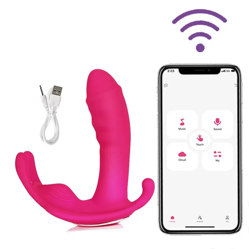 Foreign trade wearable women's butterfly vibrator remote control masturbation back yard men's and women's fun simulation dildo vibrator