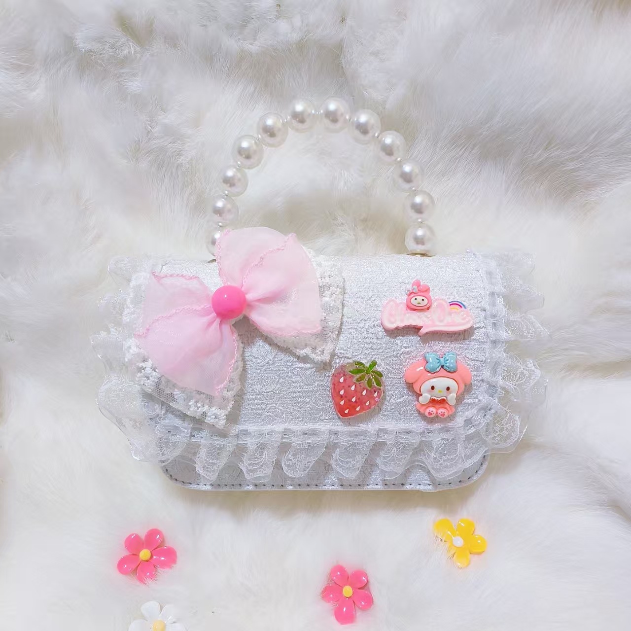 Bolso de perlas, bolso de cambio, bolso de accesorios, bolso de Año Nuevo para chicas, bolso de Año Nuevo, bolso pequeño, bolso cuadrado.