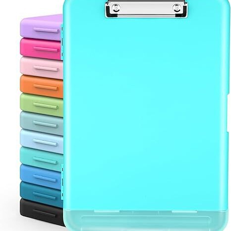 Tablet Clip Clipboard with Large Capacity Storage Nursing Clipboard with Pen Holder and Low-Profile Clip Plastic Cutter