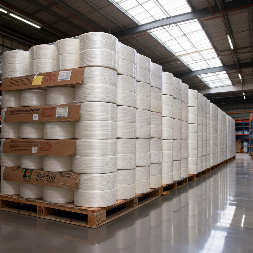 厂家批发9mm加捻丝胶水带可撕热熔胶水打包带捆扎带白色