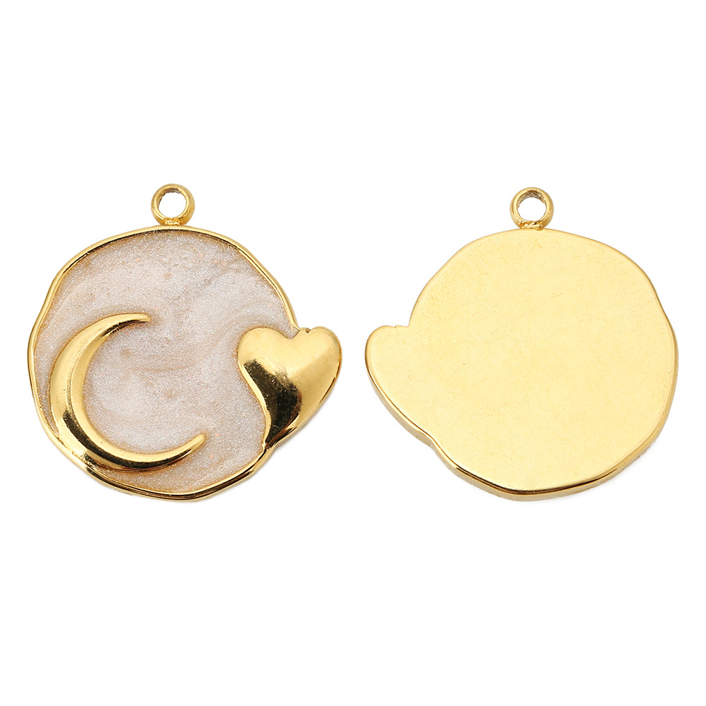 DIY Jewelry Accessories Classification 5 PCS/Package 17*17mm Hole 1~1.9mm 304 Stainless Steel Moon Heart Shape Polished Pendant