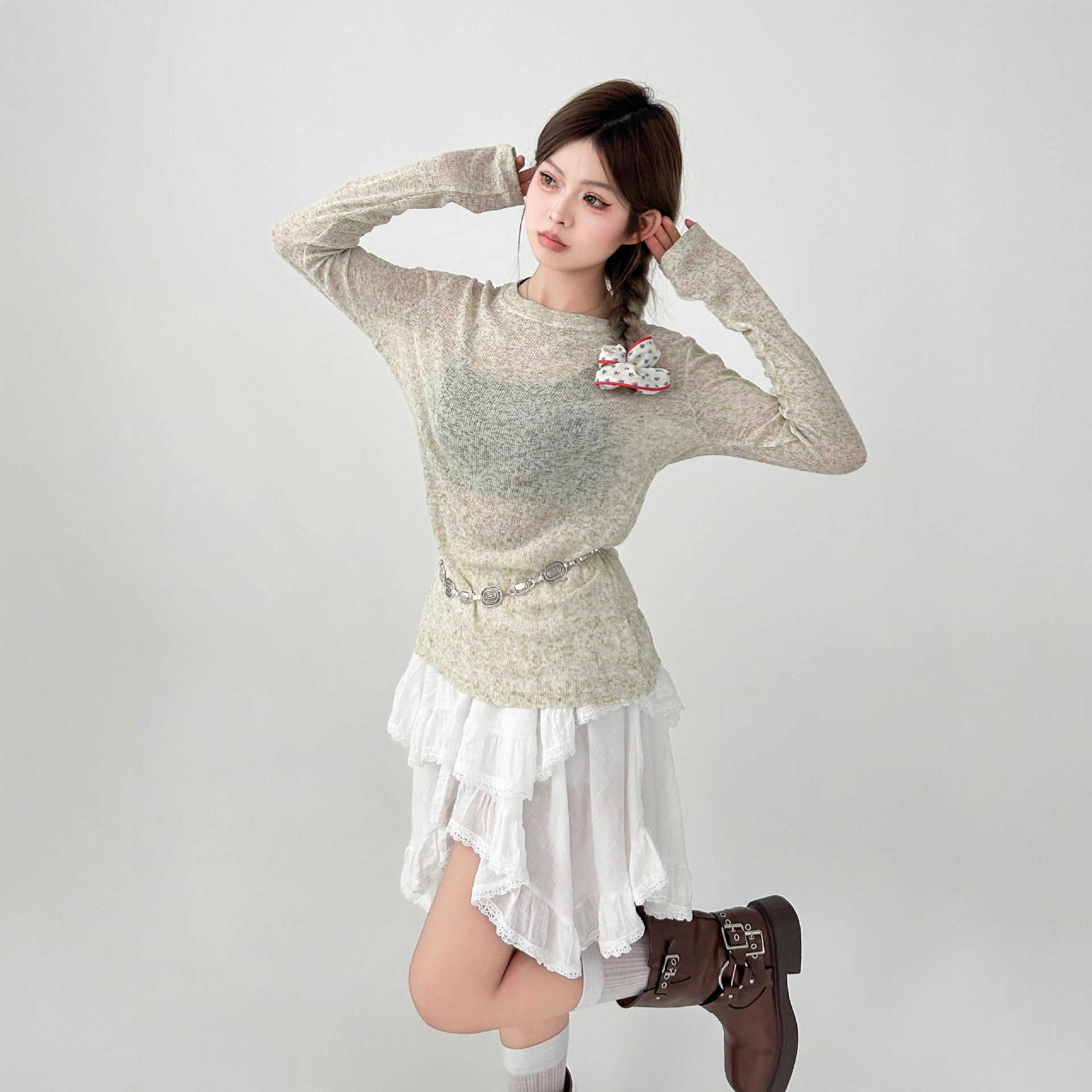 甜美清新半身裙女夏季2025新款高腰a字裙不规则蛋糕裙鱼尾裙短裙