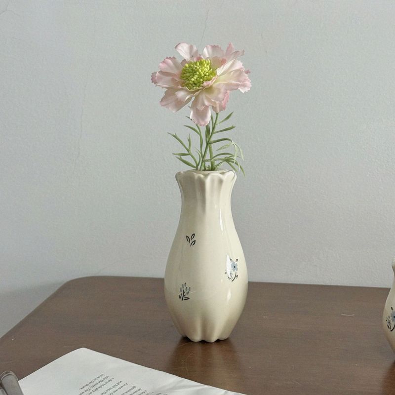 フレンチクリーム花柄セラミック花瓶セラミック調味料瓶コショウ瓶塩瓶小さな花瓶装飾品セラミックトレイ|undefined