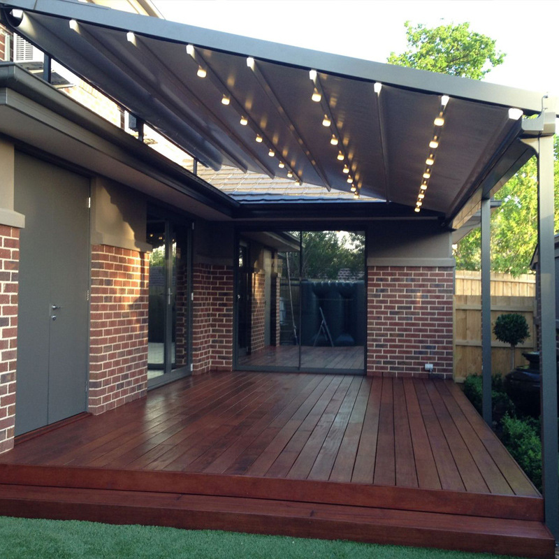 Toldo plegable eléctrico pabellón de estilo chino sala de sol al aire libre plegable de aleación de aluminio a prueba de lluvia plegable pabellón de estilo chino