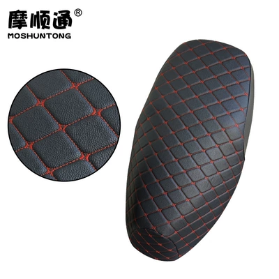 Cooling Thickened Leather Rainproof Hot – Motorcycle cushion - black-and-red-embroidered-cushion-yuzuan-125t