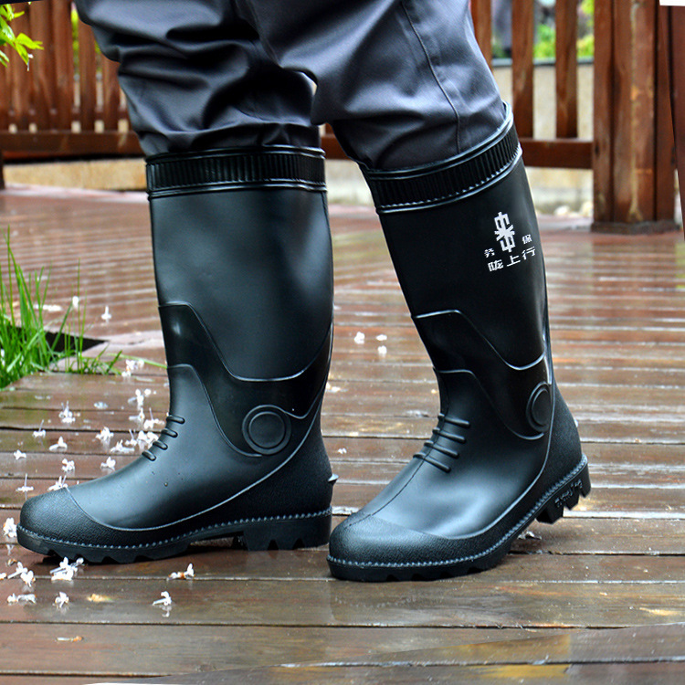 陇上行中高筒雨靴塑胶耐油酸碱防水防滑户外劳保牛筋底雨鞋
