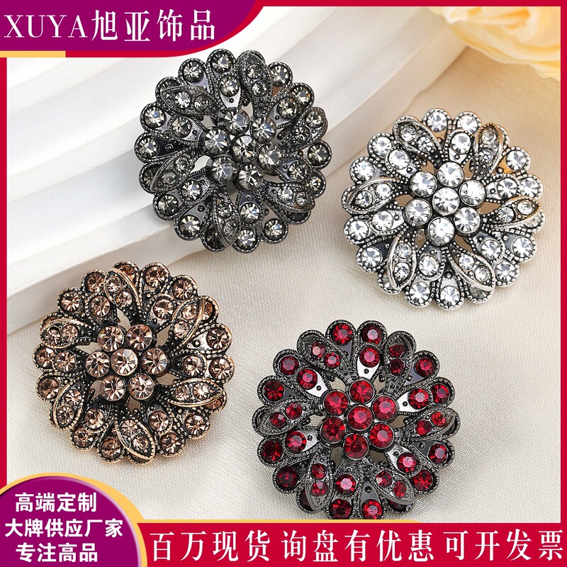 Retro Style Round Flower Combination Metal Button Sweater Casual Coat Shoes and Hats Luggage All-match Decorative Hand-sewn Buttons