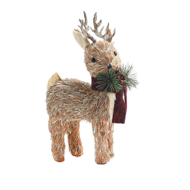 Nuevo muñeco de alce tela de paja muñeca de seda ventana de decoración de escritorio de árbol de Navidad decoración de Navidad