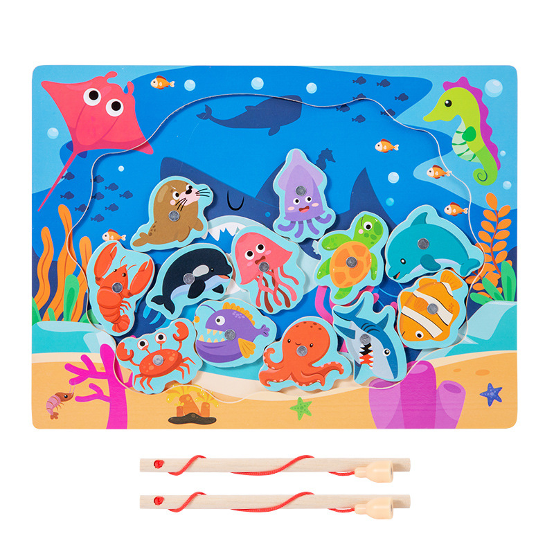Juegos de pesca magnética divertidos juguetes multi-estilo tema marino para bebés puzzle educación temprana iluminación cognitiva