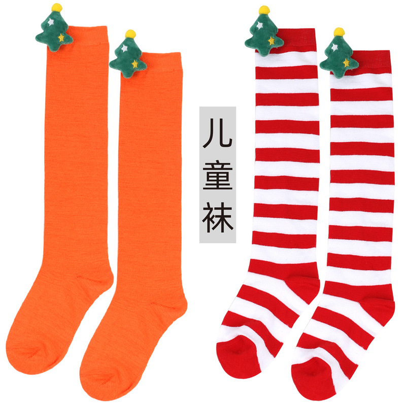 Autumn and Winter new children's Christmas socks cute plush doll socks over the knee socks striped socks European and American cartoon doll socks Autumn and Winter new children's Christmas socks cute plush doll socks over the knee socks striped socks European and American cartoon doll socks