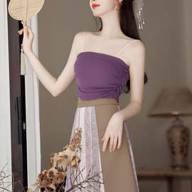 今年流行漂亮紫色连衣裙新中式女装2024春夏季新款国风两件套装裙