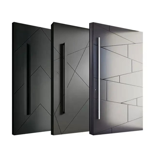 中山源头工厂别墅入户大门室外铸铝门偏轴门带地弹簧门防盗门