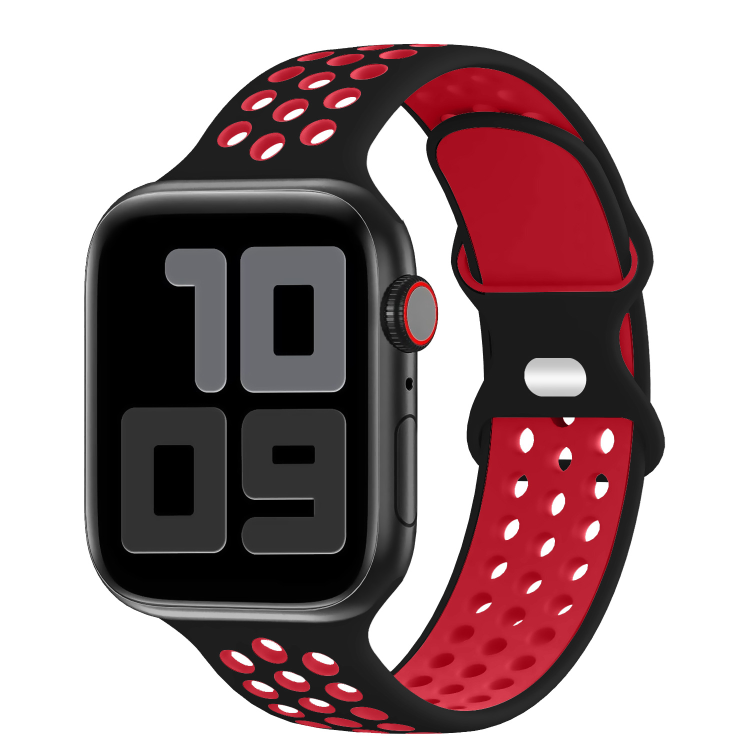 Correa de silicona de dos tonos para Apple Watch S9, estilo Nike con hebilla en forma de ocho.