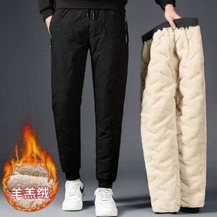 2022 Winter seamless warm lambswool cotton pants seamless lock cotton pants sweatpants men's waist closed outer pants men's fashion