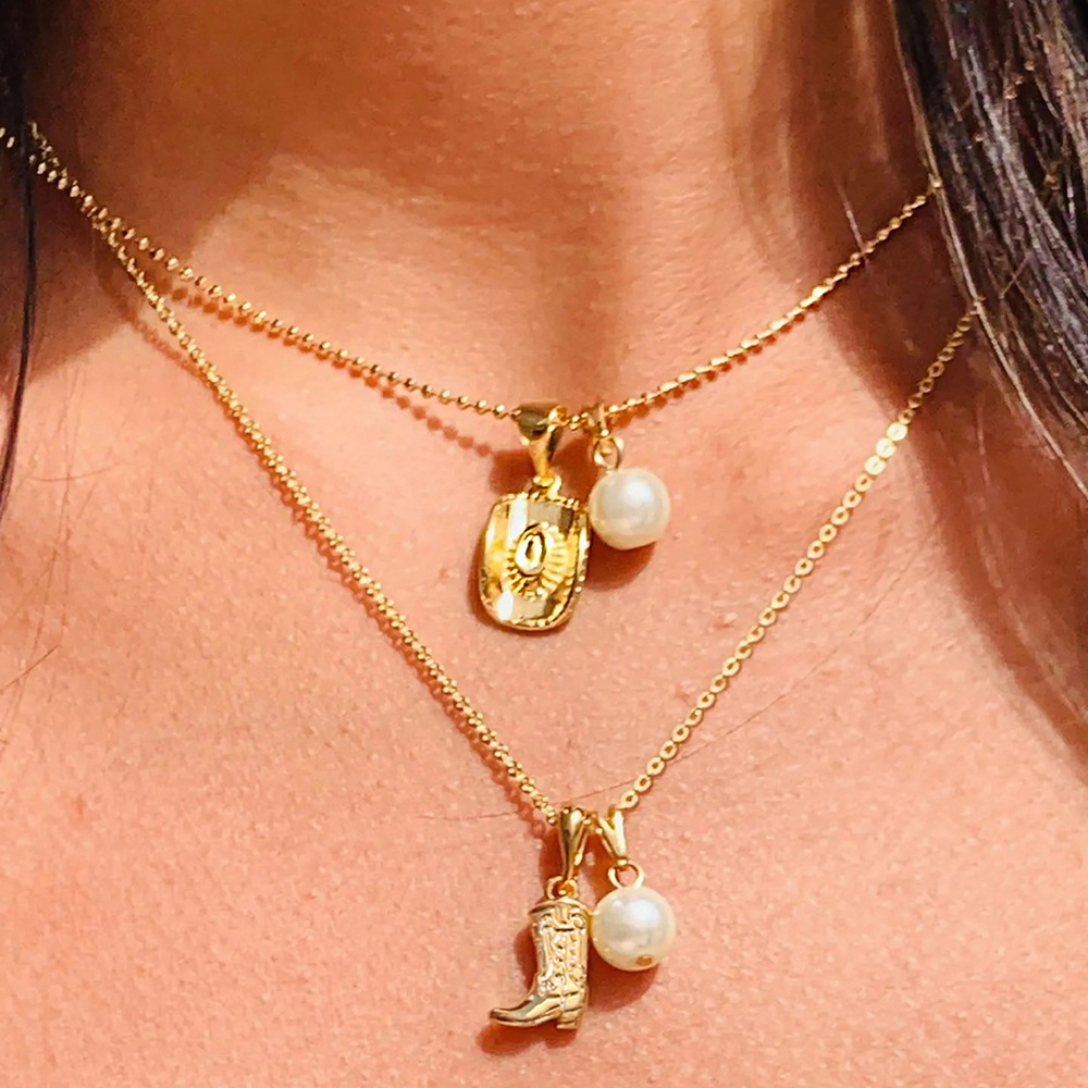 Rond Chapeau Bottes Style Ethnique Style Cow-boy Zircon Alliage De Zinc Collier En Couches Collier De Gros display picture 4