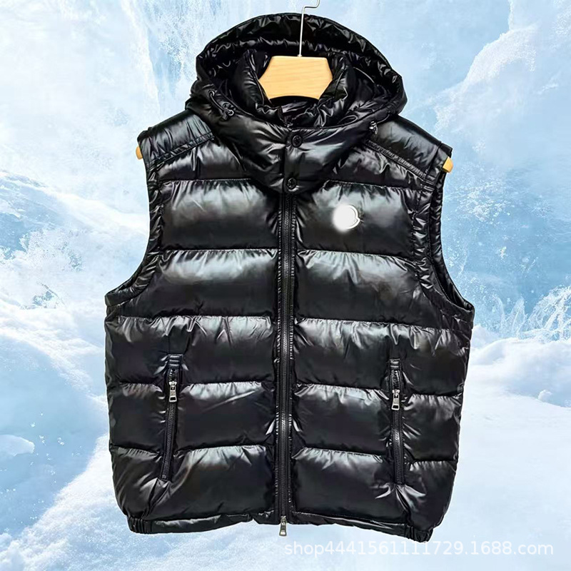 Winter Glossy Hooded down Vest for Men and Women, Thickened Sleeveless down Jacket, Mengjia Cross-Border White Duck down Vest Winter Glossy Hooded down Vest for Men and Women, Thickened Sleeveless down Jacket, Mengjia Cross-Border White Duck down Vest
