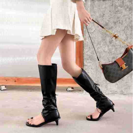 2024 Foreign Trade New Style Hot Girl Boots Open Toe Long Boots Niche Design Distinctive Strap Sandals Clip Toe Heap Boots 2024 Foreign Trade New Style Hot Girl Boots Open Toe Long Boots Niche Design Distinctive Strap Sandals Clip Toe Heap Boots