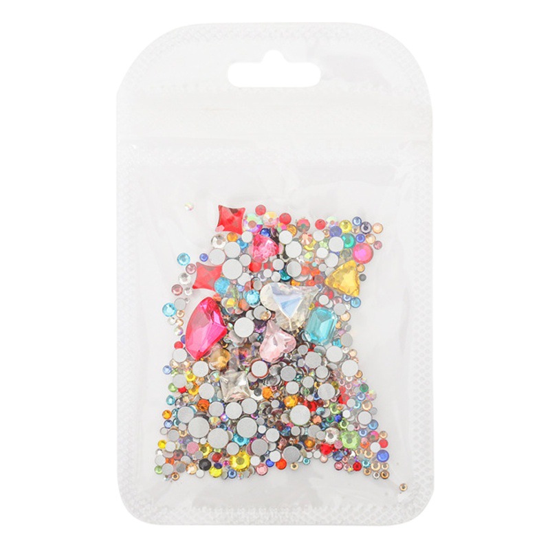 Internet celebridad mono mismo estilo de uñas arte material paquete puntiagudo Fondo hacha en forma de corazón K9 diamante uñas joyas de uñas mixtas