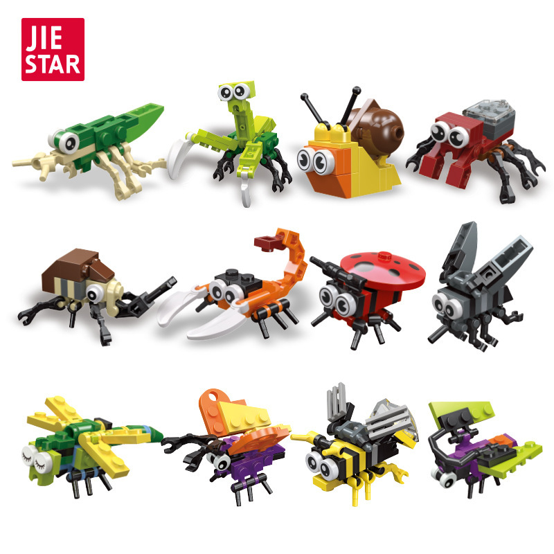 Jiexing Insect Marine Animal Building Blocks Toy Ornament Assembly Model Children's Gift Boy Gift Training Institution