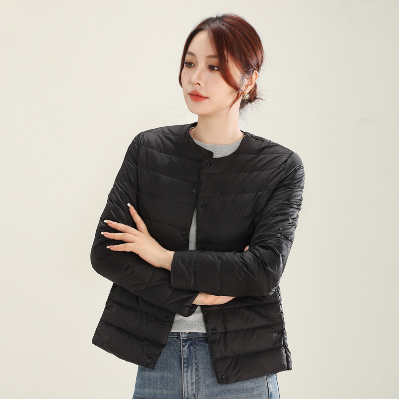 90 Velvet Lightweight down Jacket Women's Short 2025 Autumn and Winter New Casual Liner Thin Style Collarless Fashion Jacket 90 Velvet Lightweight down Jacket Women's Short 2025 Autumn and Winter New Casual Liner Thin Style Collarless Fashion Jacket