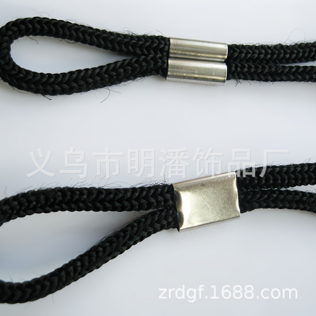 供应1CM卡扣包装绳 8字形尼龙挂绳 金属卡扣绳子 不锈钢扣挂绳