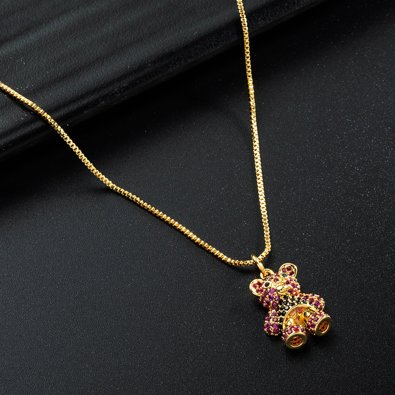 Korea Simple Bear Copper Inlaid Zircon Necklace Wholesale Nihaojewelry display picture 4