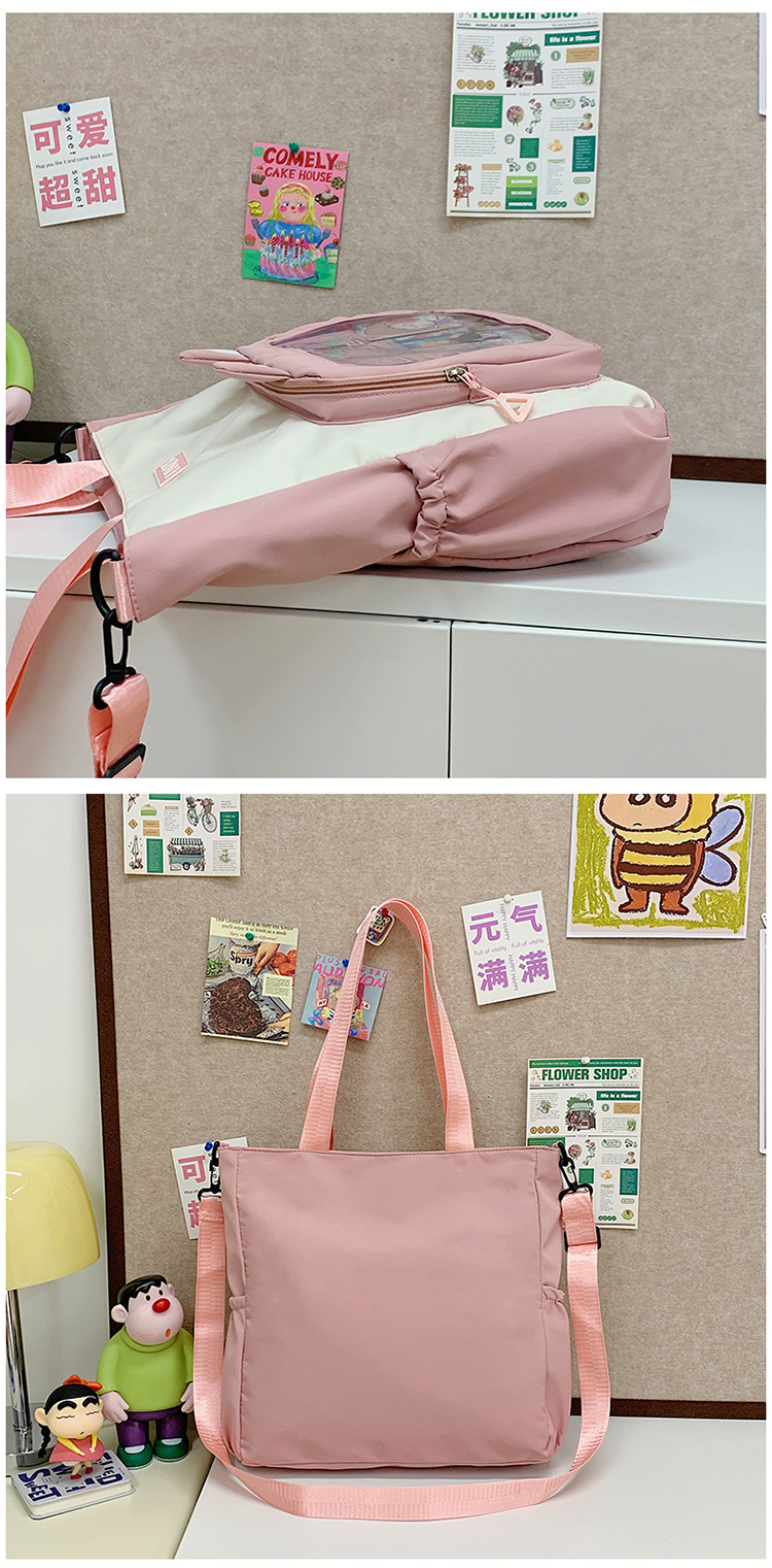 The new cute cartoon printed student bag with a large capacity and transparent student storage single-shoulder bag is selling well for women undefined
