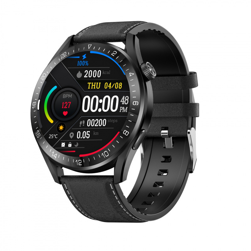 W3P 블랙 가죽 스트랩(자기 충전)