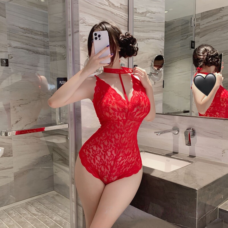 Nighty Charm New Style Foreign Trade European and American Sexy Lingerie Transparent Lace Babydoll Women's Lace Bodysuit