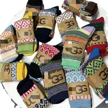 冬季新款潮牌襪子保暖加厚中筒襪日款彩色圖騰保暖棉襪廠家批發