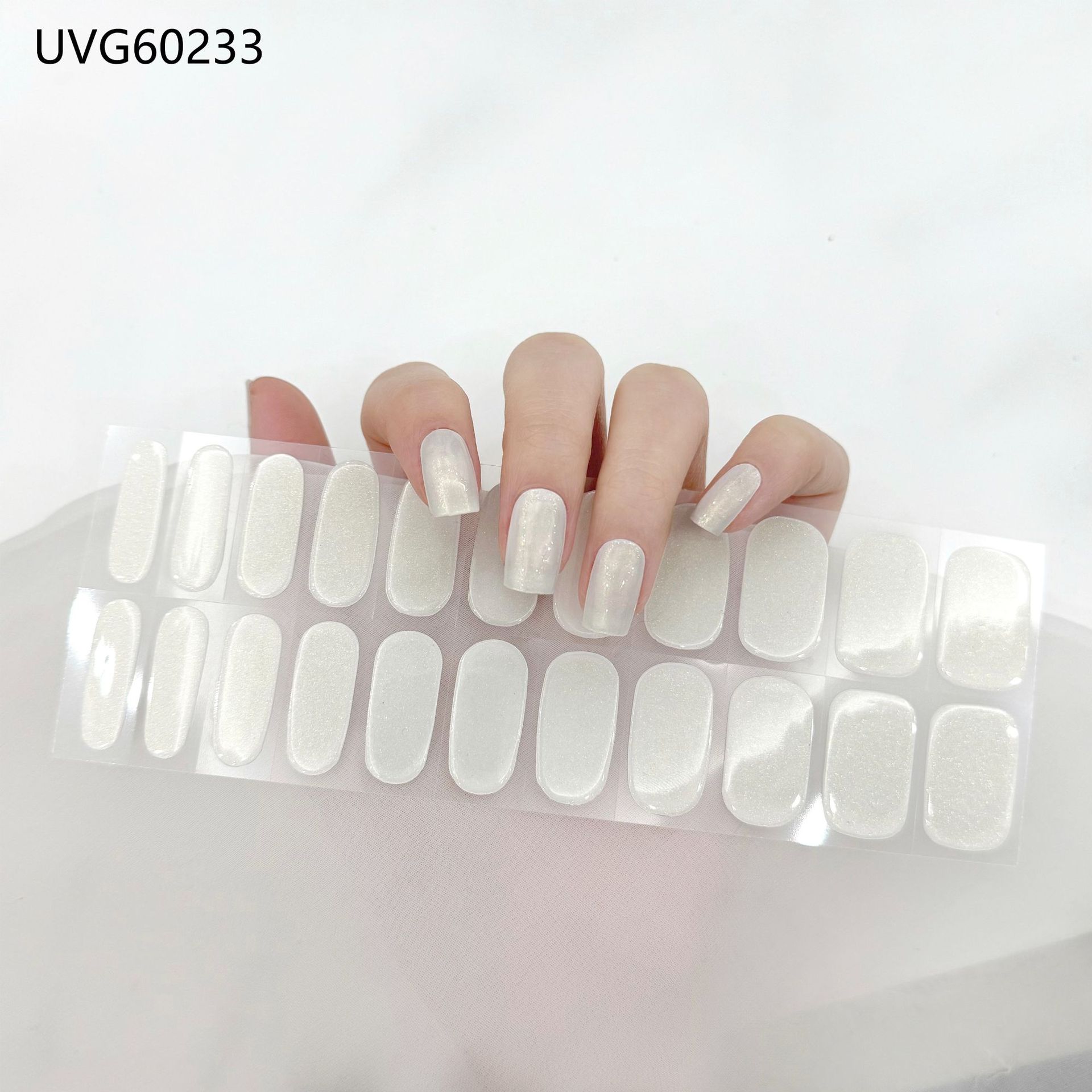 Pegatinas de uñas de gel UV transparentes efecto hielo, semicuradas, con lámina dorada, fototerapia, efecto película de aceite