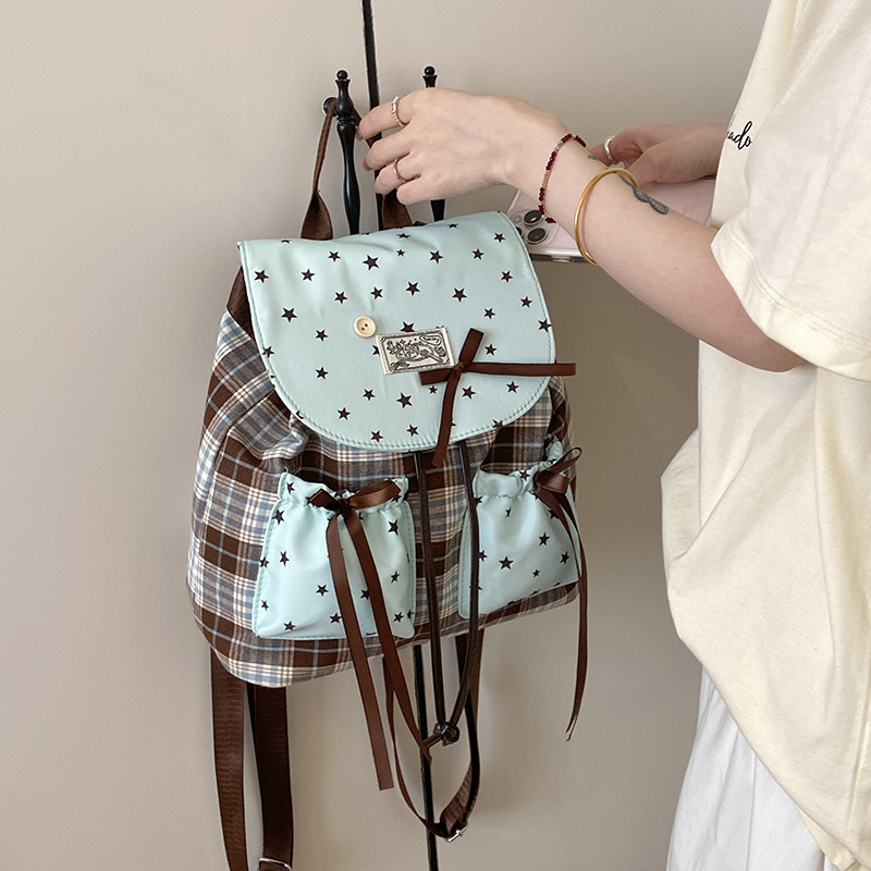 Hermosa estrella arco mochila para hombres y mujeres, mochila verde menta 2026 nueva mochila infantil