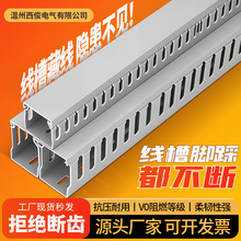pvc線槽灰色加厚明裝控制櫃電櫃工業阻燃絕緣粗細齒密齒行理線槽