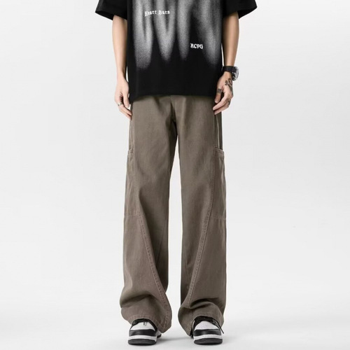 Cross-border American workwear jeans men's retro high-end design straight tube high street loose casual wide-leg pants women 