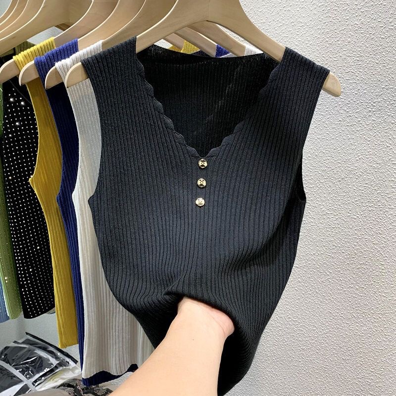 plus size Ice Silk Camisole Women's Outer Wear 2024 New Loose V-Neck Knitted Sleeveless Base Shirt Inner Top plus size Ice Silk Camisole Women's Outer Wear 2024 New Loose V-Neck Knitted Sleeveless Base Shirt Inner Top