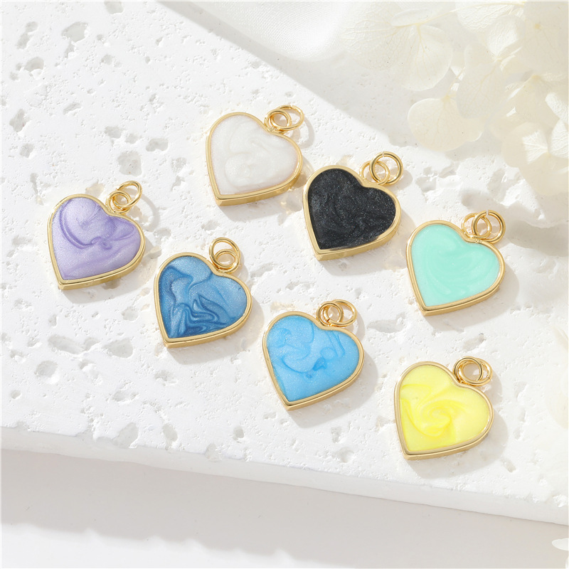 5g Weight Pendant Jewelry Making Type DIY Jewelry Accessories Classification 1 Piece Quantity Copper Material Heart Shape Pattern Enamel Design Sweet, Simple Style Style 1 Piece Copper Heart Shape Pendant 1