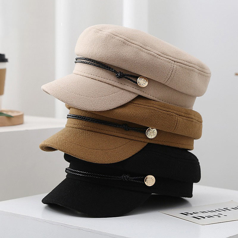 Women's Basic British Style Solid Color Chain Curved Eaves Military Hat display picture 1