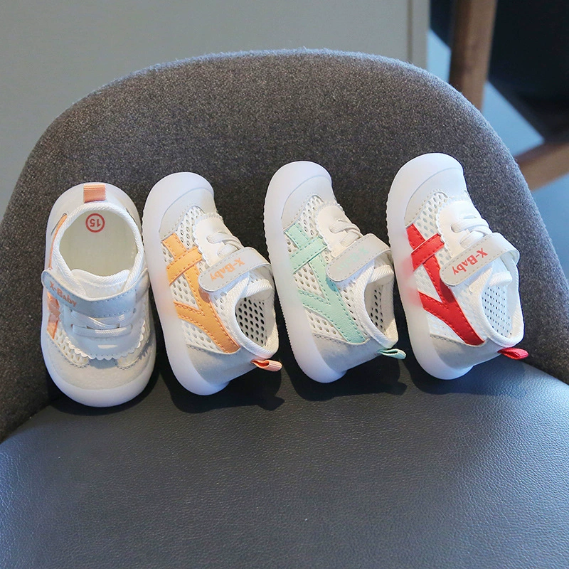 Xiao Liu Bao 1-2-3 года дышащая сетчатая детская обувь для малышей Желейная мягкая подошва маленькая белая сетчатая обувь для мальчиков и девочек