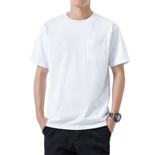 New men's summer round neck pure cotton T-shirt sports fashion top plain color, can add LOGO