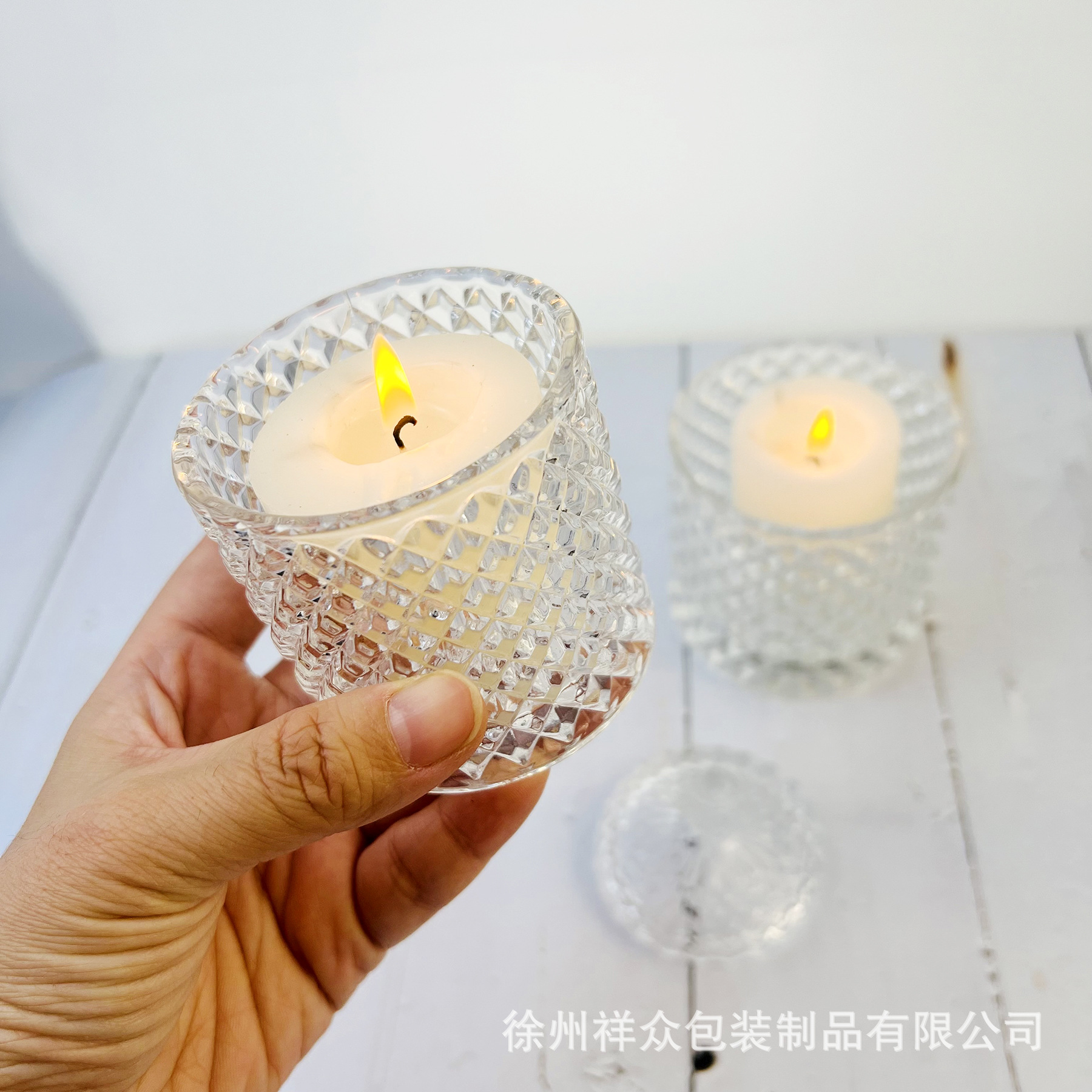 Taza de cristal transparente vela de cristal de Mongolia olor de almacenamiento multifuncional atmósfera de latas de vidrio
