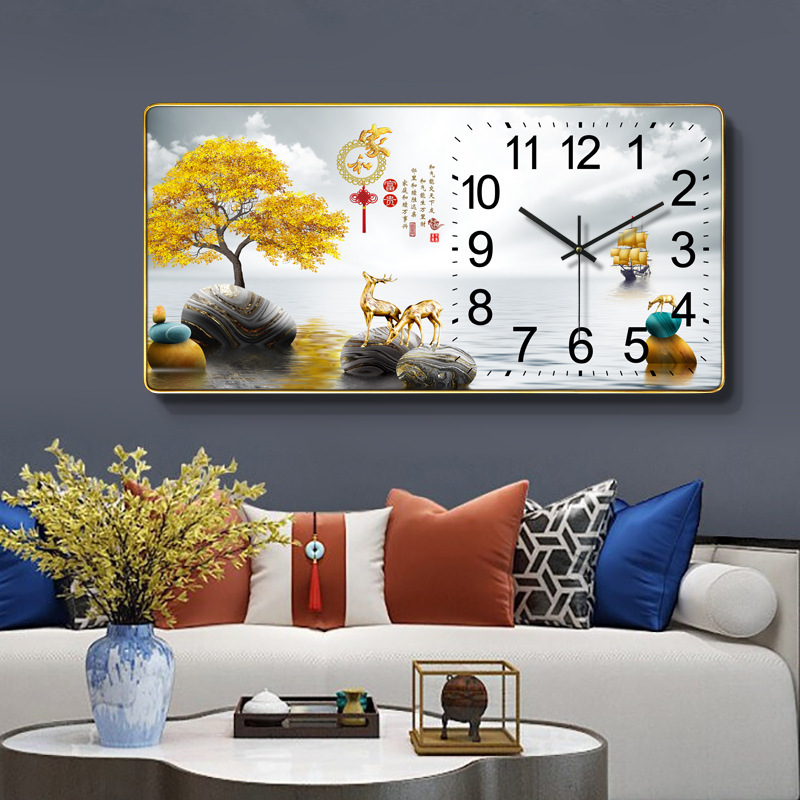 Nuevo reloj de pared horizontal rectangular reloj de sala de estar moda doméstica en línea calendario silencioso LED calendario perpetuo reloj de pared