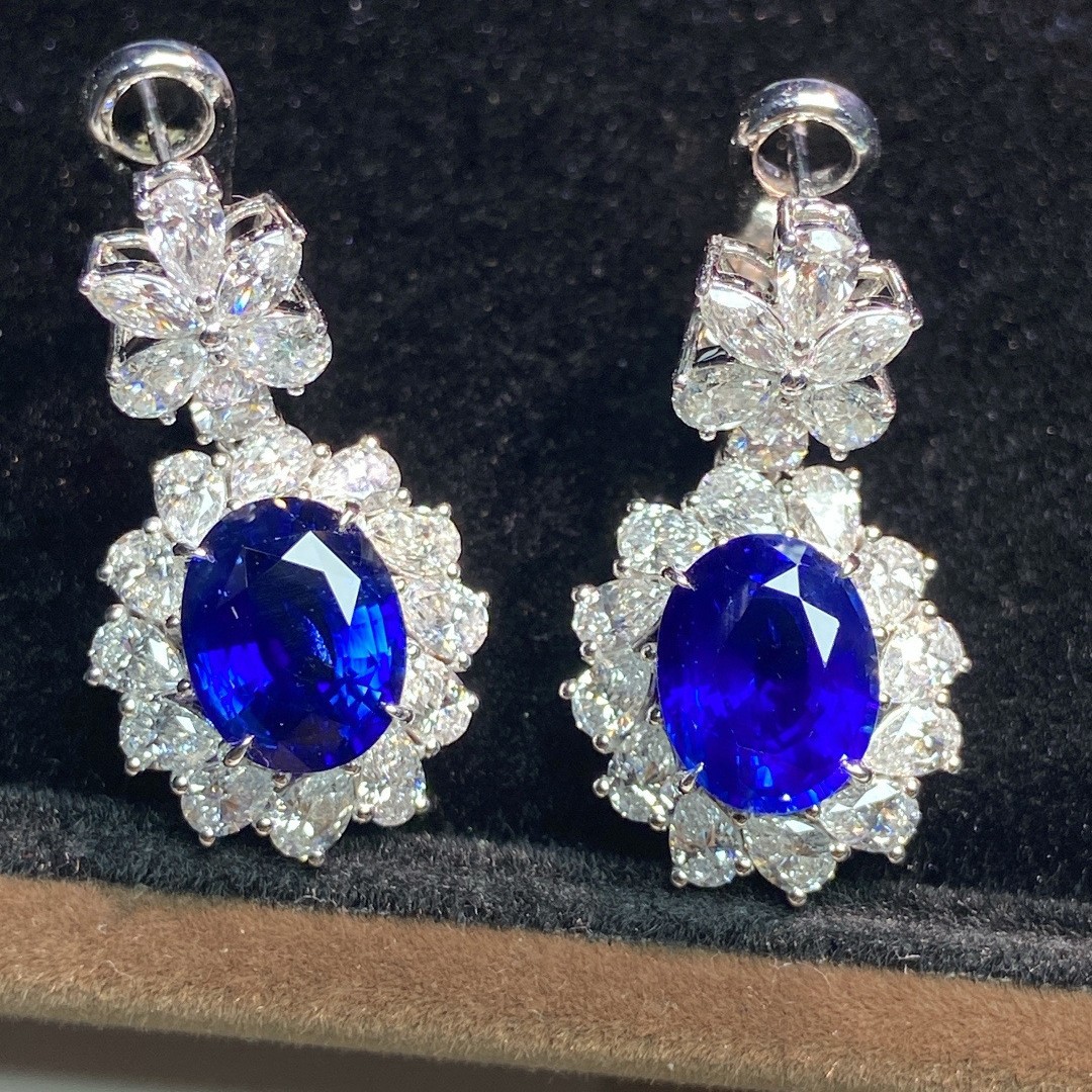 Organic royal sapphire earrings