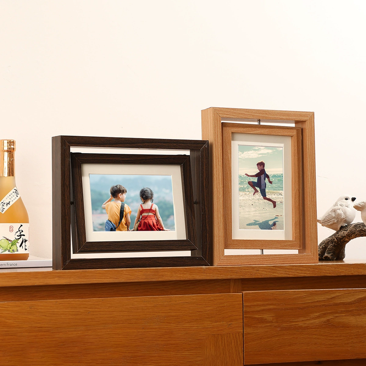 Трансграничная креативная двусторонняя вращающаяся фоторамка, настольная 7inch пара, детское фото, памятный подарок, украшение для рабочего стола своими руками