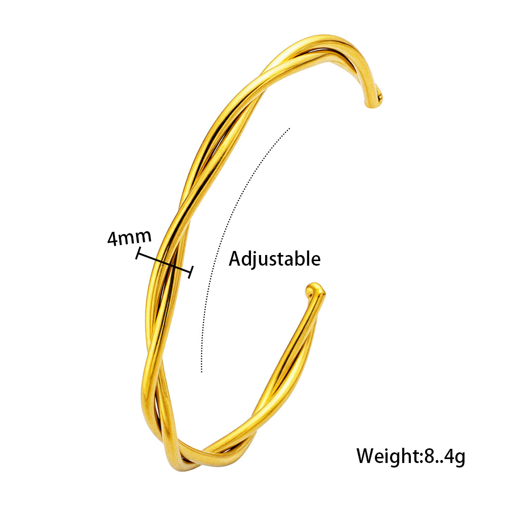 Stainless Steel Open C Shaped Bracelet Gold Plated Unique Design Elegant And Sophisticated Jewelry Accessory_voghion.com