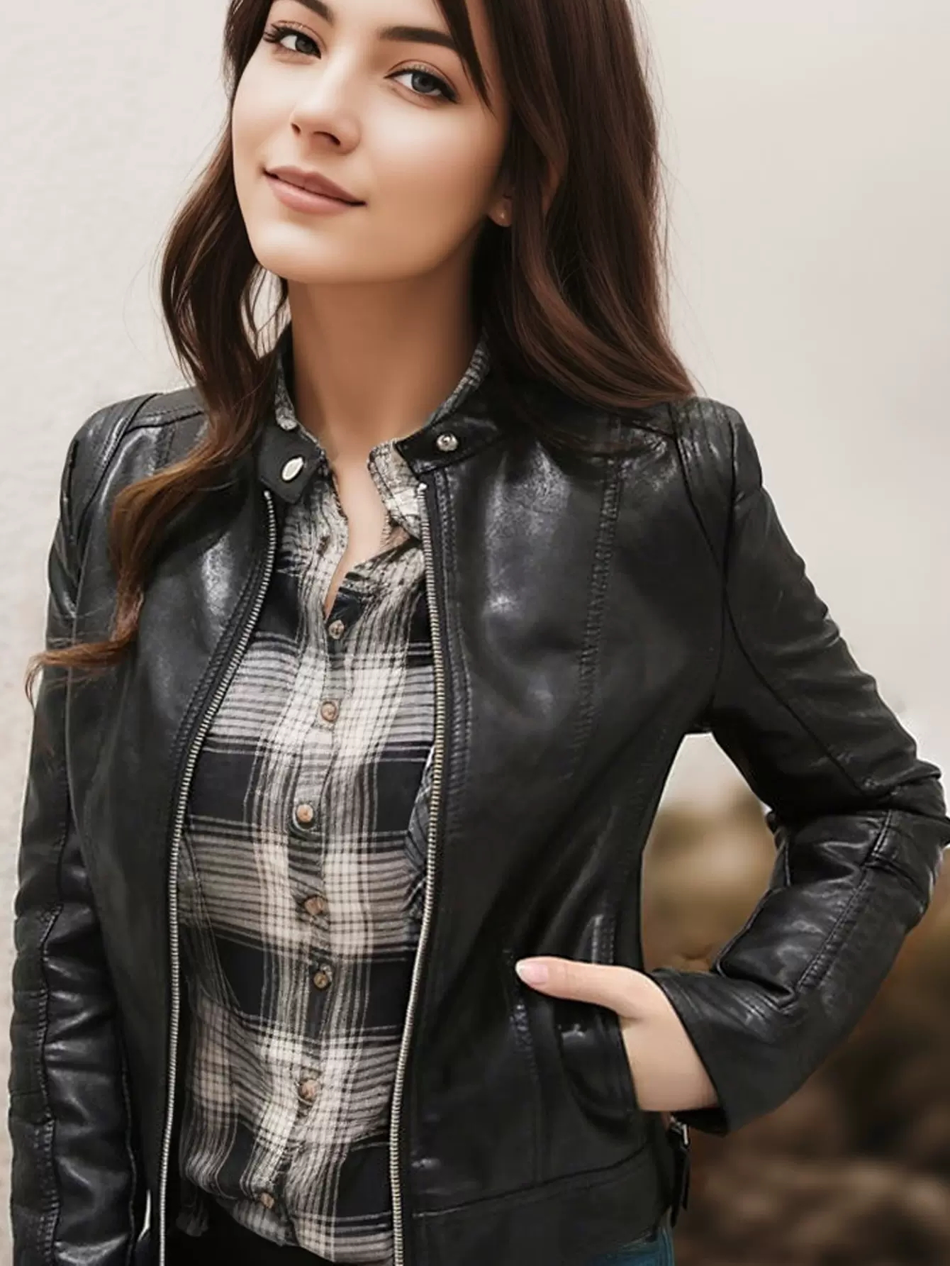 短款皮衣女2023春秋气质黑色pu皮衣外套女秋小个子短款气质皮夹克