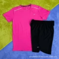 Crystal Stripe Set Pink + D218 Black Shorts