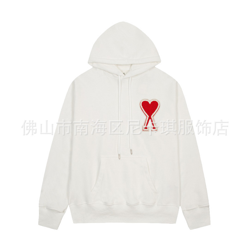 ami フード付きスウェットシャツ 25ss ピュアコットンルーズビッグラブ刺繍ヨーロッパバージョンクロスボーダー外国貿易男性と女性の秋と冬の綿パーカー|undefined